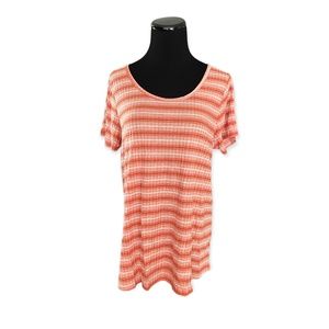 L Lularoe NEW Classic Tee Beautiful Crinkle Stripe Ombre Burnt Orange Large